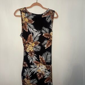 Floral Sleeveless Black Dress